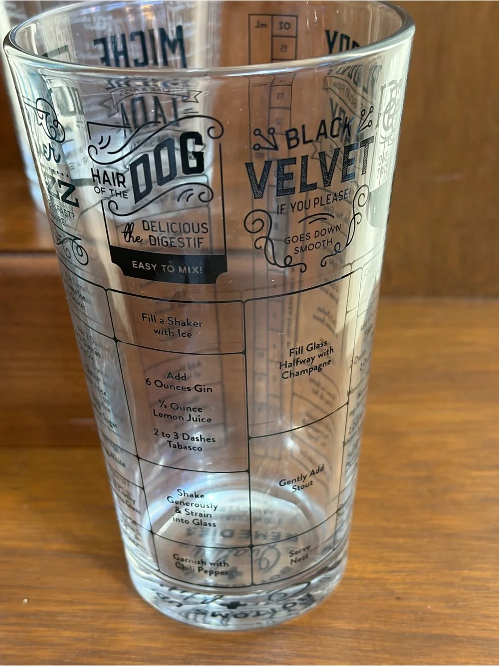 Set Of 3 Bottoms Up Beer Cocktail Mixing Glass Recipe Measure Glass Barware